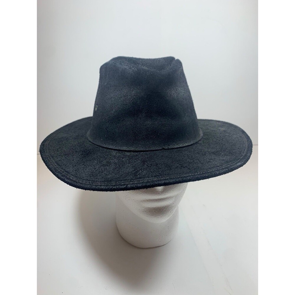 Henschel Hat Co. Men's Safari Fedora Outback Western Hat Black Leather Size M